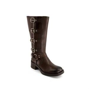 NEW ANDREA women's tall biker boots in brown